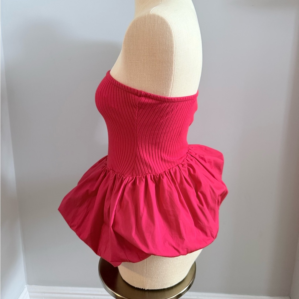 NWT Maeve Strapless Bubble-Hem Peplum Top - Picture 4 of 7